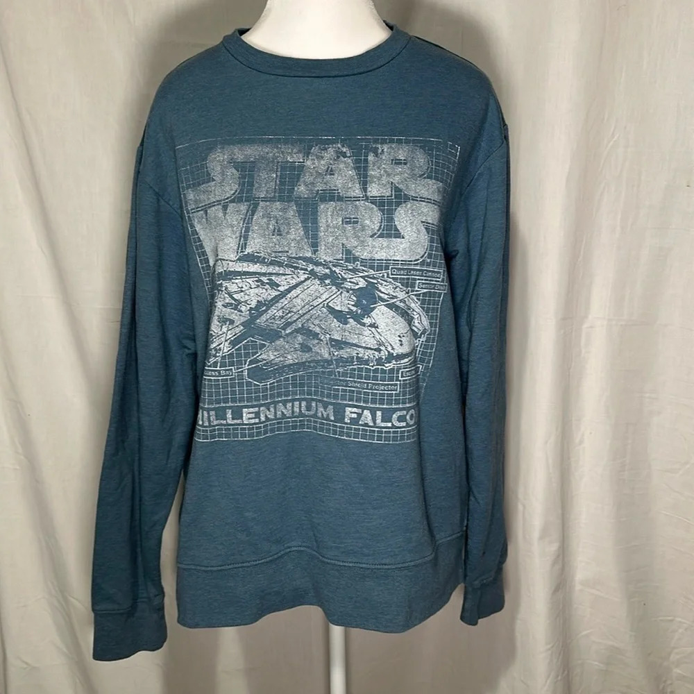Star Wars Slate Blue Millennium Falcon Graphic Sweatshirt size small